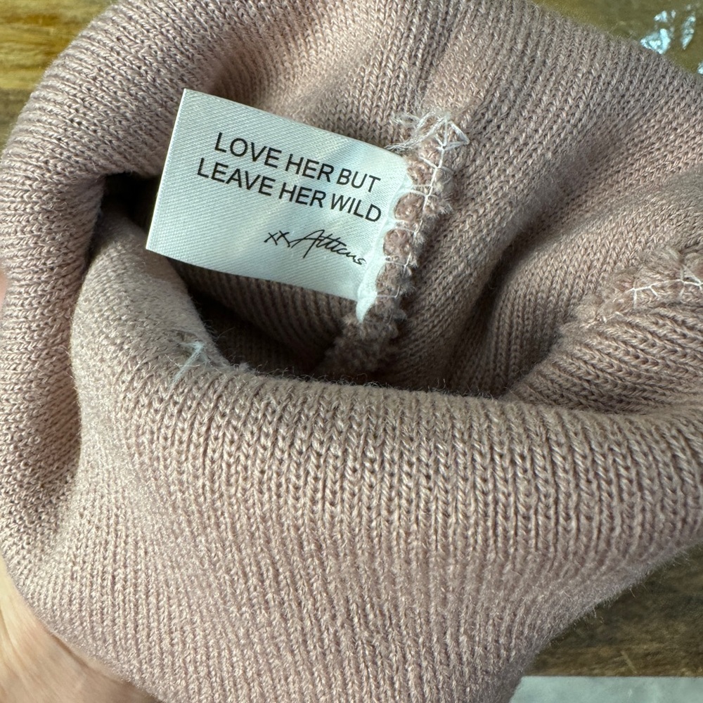 Pink Beanie with 'Stay Wild' Patch - Picture 8 of 8
